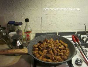 Caannasweis frying pan testing Turkey Italian Sausage..